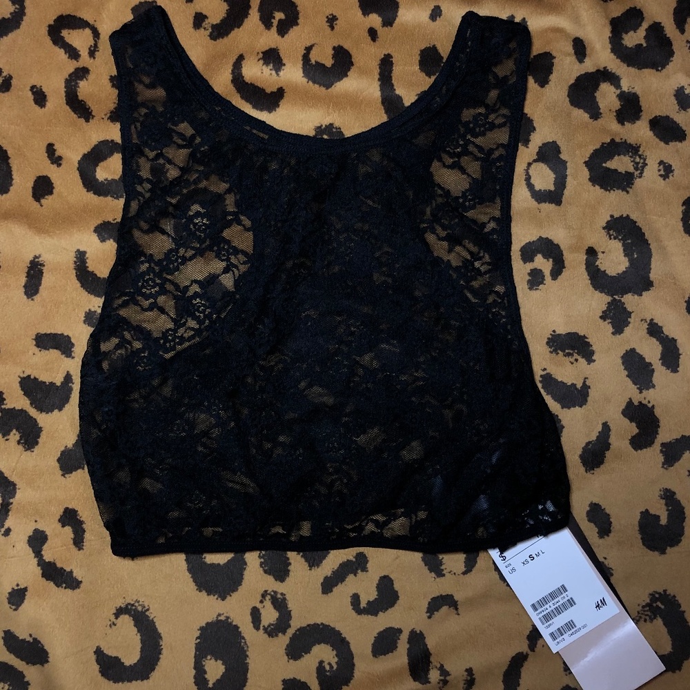 H&M Black Lace Crop Top NWT
